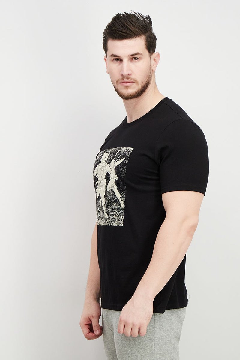 DIFUZED Men Crew Neck Short Sleeve Graphic T-shirt, Black - Image 3