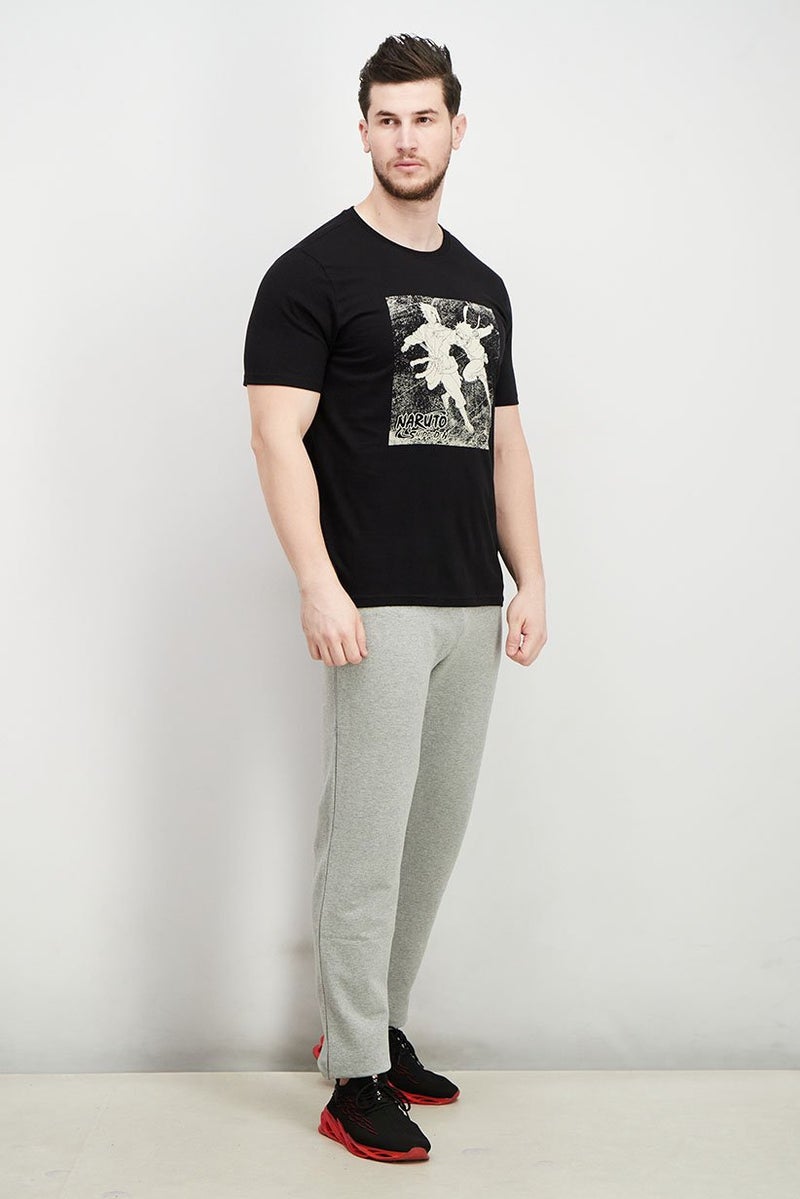 DIFUZED Men Crew Neck Short Sleeve Graphic T-shirt, Black - Image 2