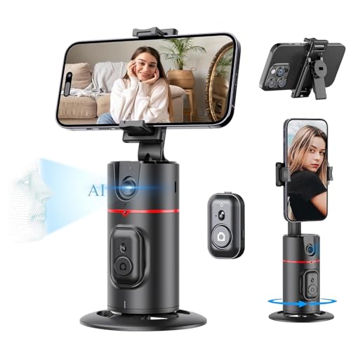 HOLD UP Auto Face Tracking Tripod,360° Rotation Mobile Holder for Smart Video&Photo Shooting with Remote,No App Needed,Gimbal Stabilizer with Gesture Control for Vlog,Streaming & Video Recording,Black - Image 1