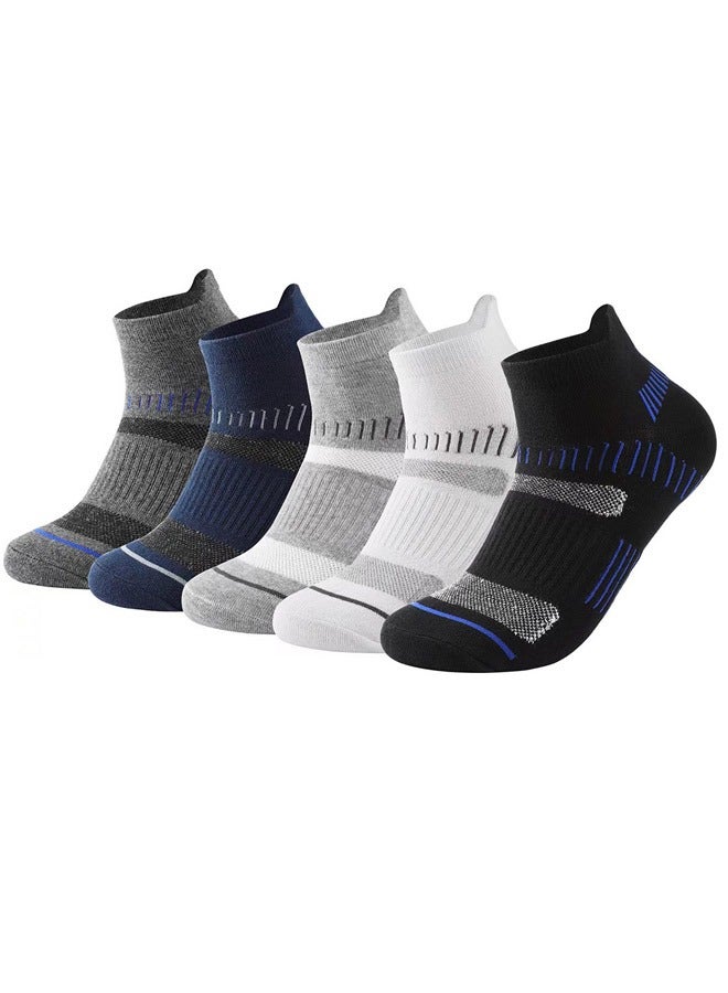 صوجي 5 أزواج من الجوارب القصيرة للرجال ذات الألوان الصلبة التي تمتص العرق وتسمح بالتهوية حتى الكاحل للجنسين - Image 1