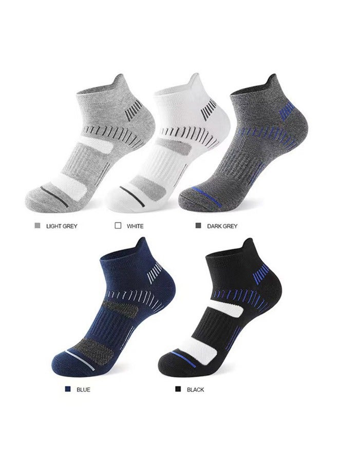 صوجي 5 أزواج من الجوارب القصيرة للرجال ذات الألوان الصلبة التي تمتص العرق وتسمح بالتهوية حتى الكاحل للجنسين - Image 2