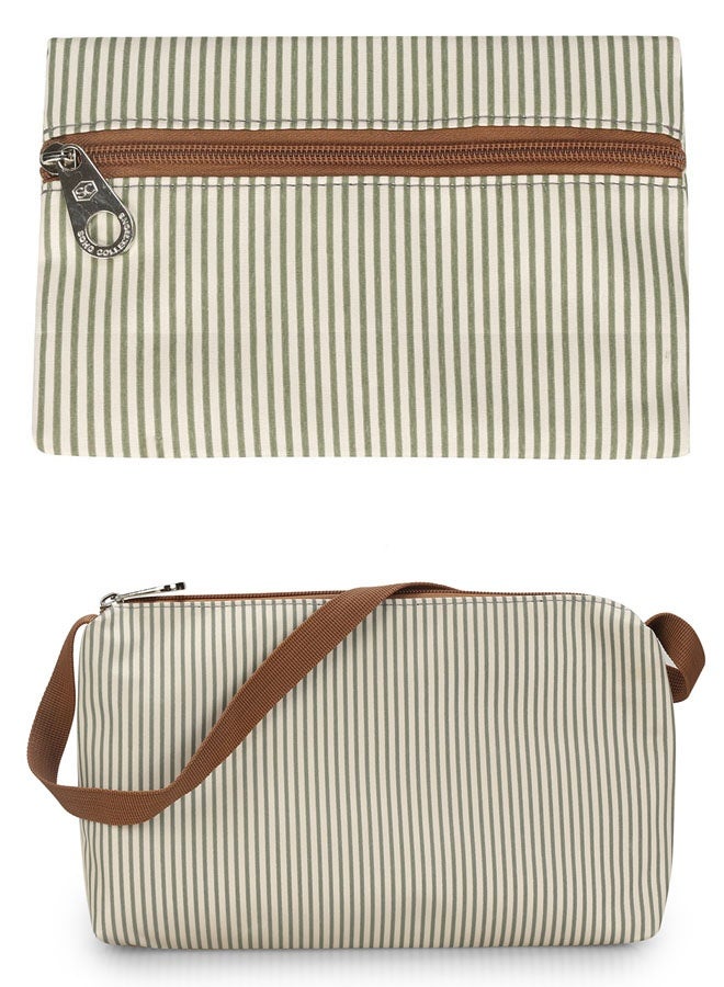 طقم حقيبة حفاضات مكون من 6 مع خطافات عربة الأطفال وسجادة تغيير الحفاضات حقيبة حفاضات للأطفال للسفر والشاطئ والتسوق حقيبة متعددة الوظائف للأمهات حقيبة تجميل حقيبة رطبة وجافة (أبيض عاجي) - Image 5