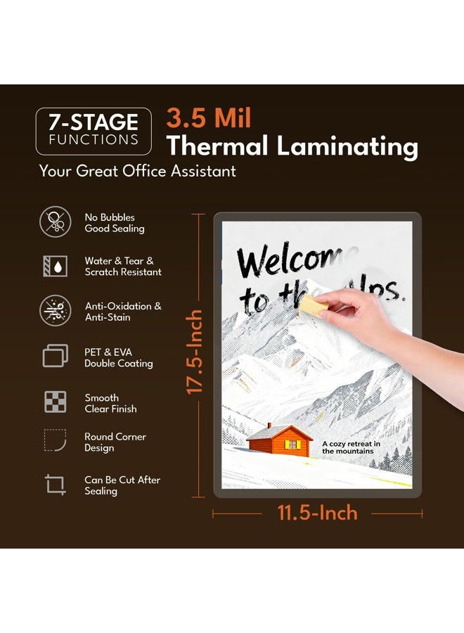 Uinkit 3.5mil 100Pack Clear Laminating Sheets, Menu Size, 11.5 x 17.5-Inch Laminate Pouches, Protector for Photo Papers, Use in Office School Supplies, Rounded Corner - Image 2