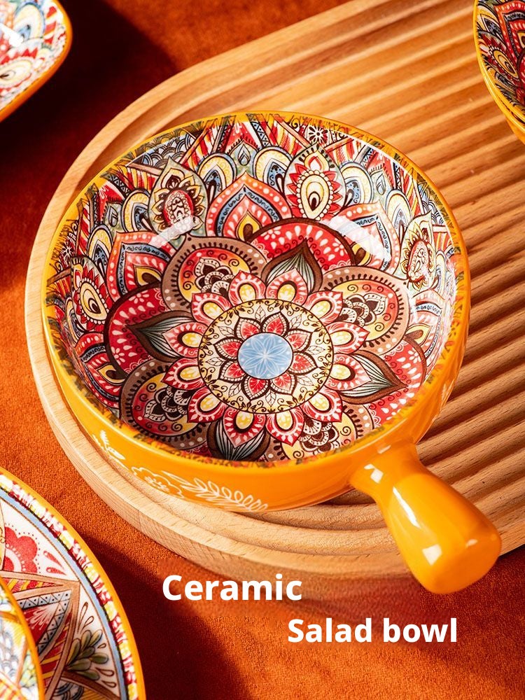 Ceramic Serving Bowl with Handle - Image 1