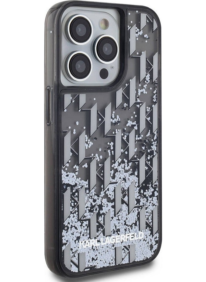 iPhone 14 Pro Max Case Original Licensed Glitter KL Written Monogram Gradient Black