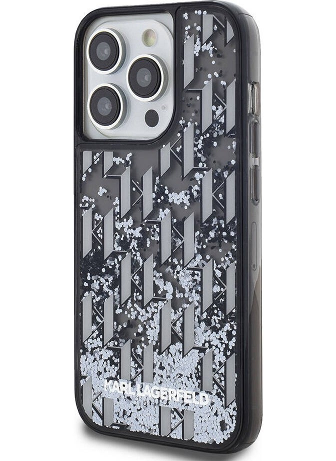 iPhone 14 Pro Max Case Original Licensed Glitter KL Written Monogram Gradient Black