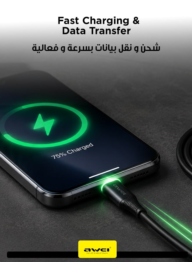 أوي كيبل شحن آيفون اصلي CL-182L - كيبل شحن سريع من النوع تايب اي إلى لايتنق، طول 1 متر، بتصميم معزز وهيكل متين من PVC عالي التحمل، متوافق مع أجهزة آيفون و آيباد - Image 3