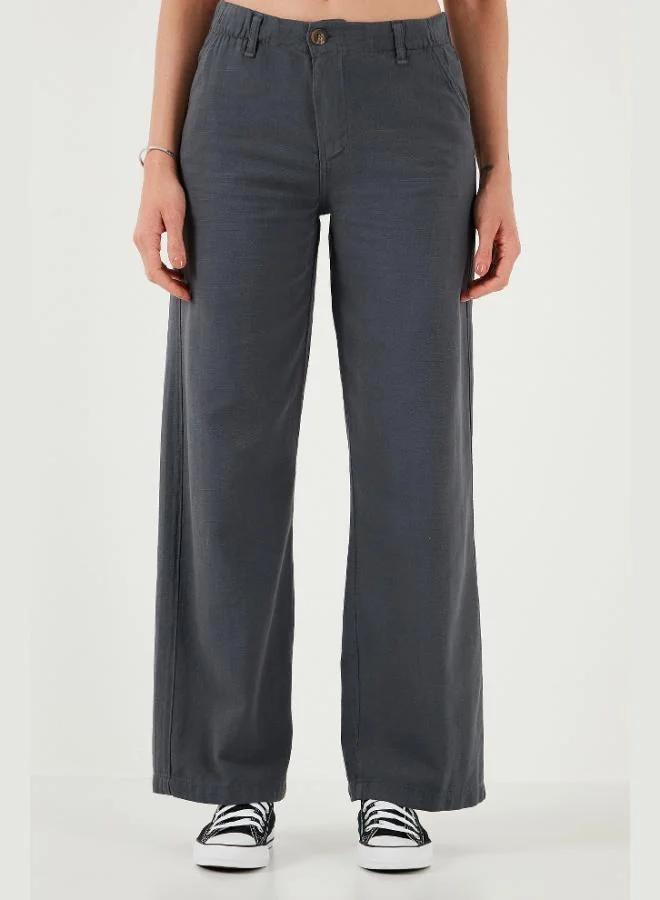 Lela Lela Cotton Standard Fit High Waist Wide Leg Pants Women's TROUSERS 668YP5193