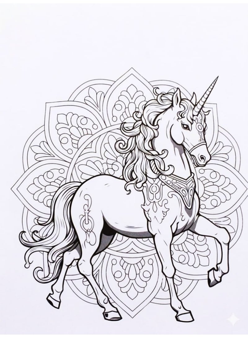 Coloring Book 24 Unicorn Drawing Mandala Suitable For Adults And Kids - Image 2