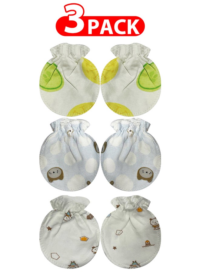 MARGOUN 3 Packs Newborn Baby Mittens Anti Scratch Baby Mittens No Scratch Mittens Baby Gloves for 0-6 Months Boys Girls Multicolour  - Image 1
