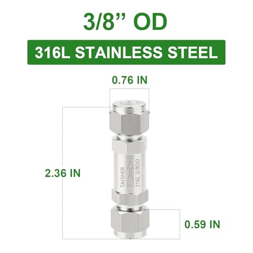 TAISHER 1PCS 316L Stainless Steel 38 Tube OD Check ValveFerrule Silver PlatedBackflow PreventionOne Way NonReturn Check Valves - Image 3