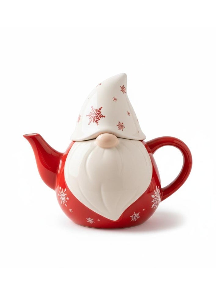 AKDC Red & White Ceramic Christmas Teapot 600 ml – Santa Shape Festive Serving Pot - Image 1