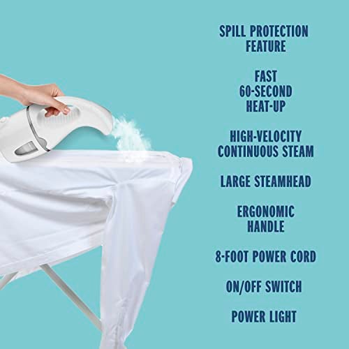 CONAIR مكواة بخار محمولة للسفر من كونير، CompleteSteam 1100W، للمنزل والمكتب والسفر، أبيض - Image 3