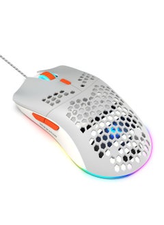 Rock Pow ROCK POW Honeycomb Gaming Mouse Ultralight High-Precision 8000 DPI Optical Sensor 6 Programmable Buttons RGB Ergonomic Wired RGB Gaming Mice for Mac Laptop Computer PC  - Image 1