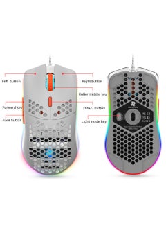 Rock Pow ROCK POW Honeycomb Gaming Mouse Ultralight High-Precision 8000 DPI Optical Sensor 6 Programmable Buttons RGB Ergonomic Wired RGB Gaming Mice for Mac Laptop Computer PC  - Image 4