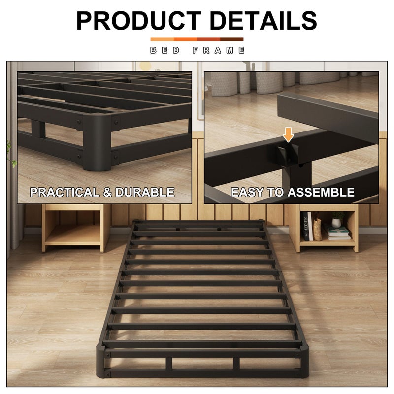 EMODA 5 Inch Twin Box Spring Bed Base, 1500 LBS Heavy Duty Metal Mattress Foundation with Fabric Cover, Easy Assembly - Image 4
