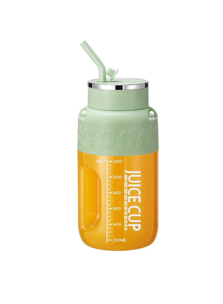 Portable Wireless Juicing Cup - 1200ml Electric Sports Blender with 14 Stainless Steel Blades, USB Rechargeable, Dual Speed, Direct Drinking & Ice Crushing, Large Capacity Juice Maker for Home Office Travel Fitness（K3-Green）  - Image 1