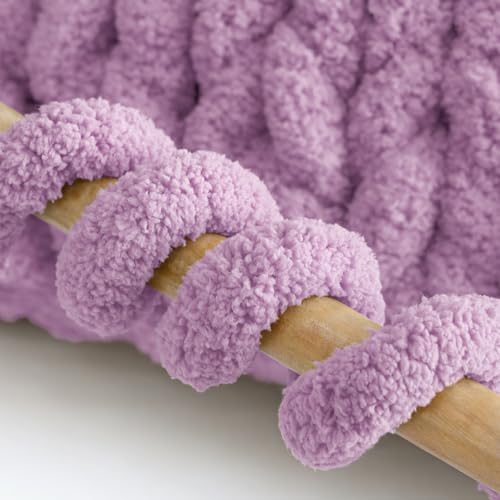 Mellobello Jumbo Chunky Yarn for Hand Knitting - Super Thick Chenille Chunky Yarn for Crocheting - Extra Soft Bulky Fluffy Blanket Big Yarn 8 Jumbo Pack (27yds,8 oz Each Skein) Purple - Image 5