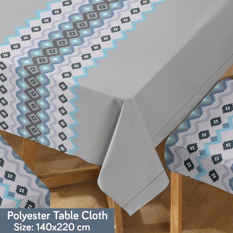 HOKIPO Polyester Chair Cover Set Of 6 With Table Cloth Ar5187D11 Rectangular Fossil Grey - Image 3
