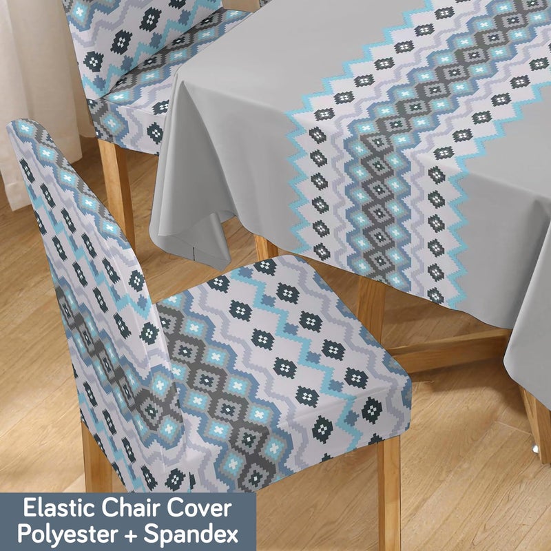 HOKIPO Polyester Chair Cover Set Of 6 With Table Cloth Ar5187D11 Rectangular Fossil Grey - Image 4