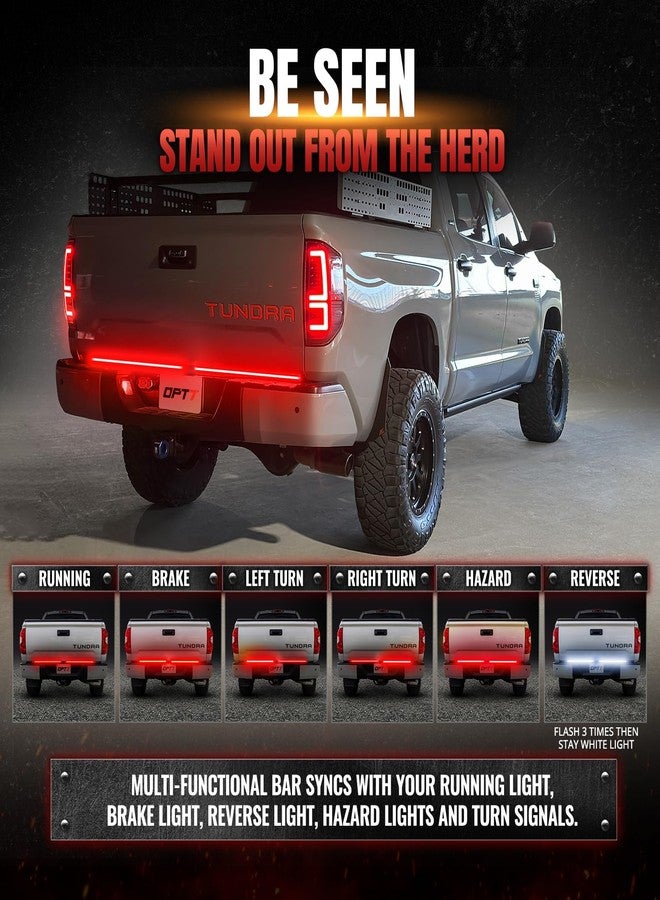 OPT7 Redline Parlux Triple Row Tailgate LED Light Bar for Tundra with Sequential Red Turn Signal, Weatherproof Rigid Aluminum Light Bars Compatible with - Image 4