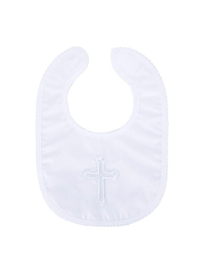 Estamico Infant Baby Boys' Girls' Christening Baptism Embroidered Cross Bib and Socks for Outfits - Image 2