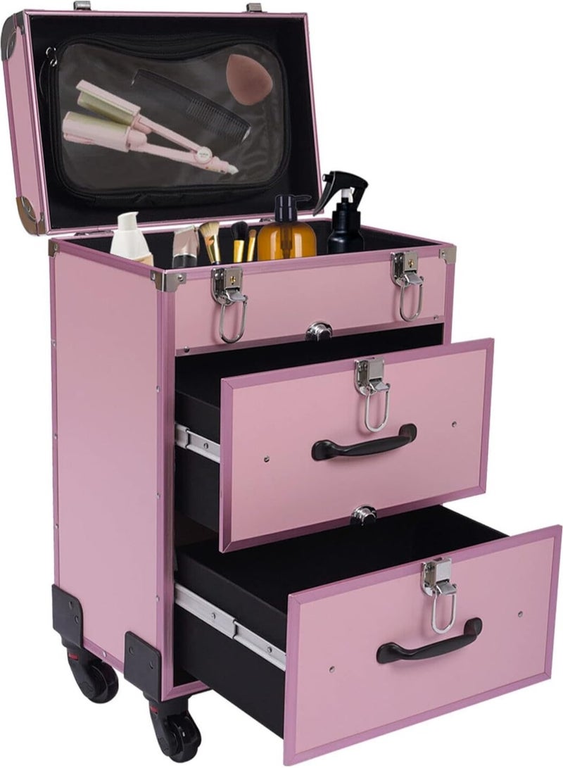 Professional Cosmetic Travel Train Case with Wheels Rolling Cosmetic Trolley Organizer Professional Nail Polish Makeup Train Case With Large Dividers Storage  - Image 1