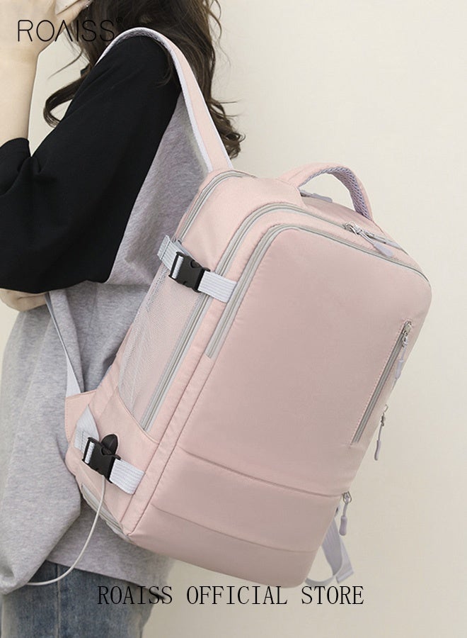 roaiss Unisex Functional Backpack with Large Capacity Storage Scientific Storage Simple Style Short Distance Travel Bag Student Backpack Laptop Bag Dry and Wet Separation Business Backpack Simple Solid Color Design - Image 2
