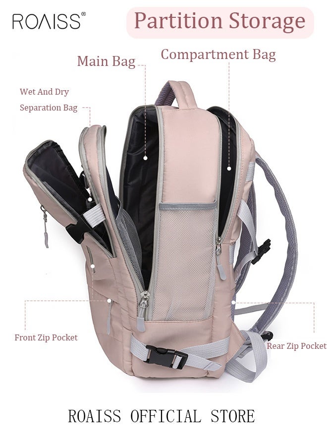 roaiss Unisex Functional Backpack with Large Capacity Storage Scientific Storage Simple Style Short Distance Travel Bag Student Backpack Laptop Bag Dry and Wet Separation Business Backpack Simple Solid Color Design - Image 4