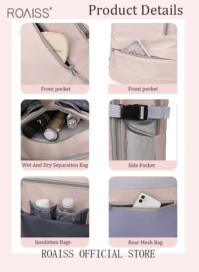 roaiss Unisex Functional Backpack with Large Capacity Storage Scientific Storage Simple Style Short Distance Travel Bag Student Backpack Laptop Bag Dry and Wet Separation Business Backpack Simple Solid Color Design - Image 5