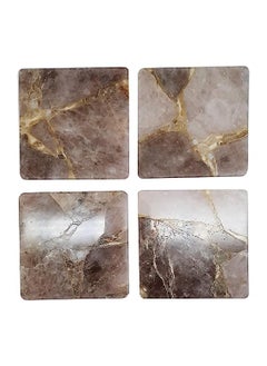 eshoppee eshoppee 4X4 Natural Smoky Quartz Square Stone Coaster, Cup Mat Mixed Color, Natural Beautiful Stone Crystal Gemstone Agate Beverage Coasters for Drinks Gift Set of 4. (6)  - Image 3