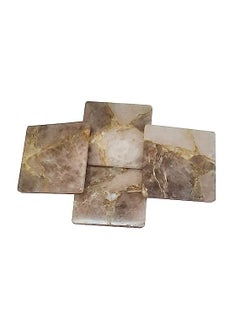 eshoppee eshoppee 4X4 Natural Smoky Quartz Square Stone Coaster, Cup Mat Mixed Color, Natural Beautiful Stone Crystal Gemstone Agate Beverage Coasters for Drinks Gift Set of 4. (6)  - Image 1