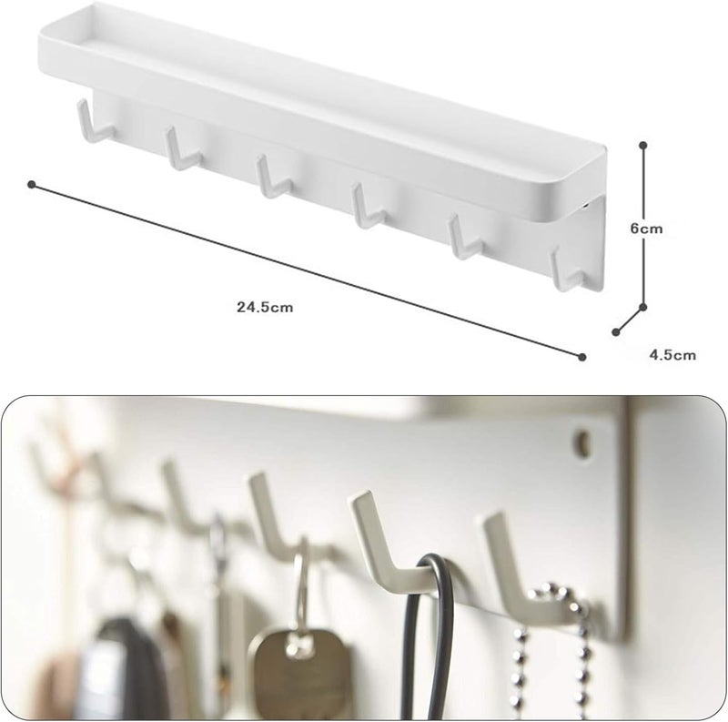 Maykela Key Holder Wall Mount Matte White Stainless Steel Key Mail Holder Small Key Rack with Key Hanger Mail Storge Organizer with 6 Key Hooks for Wall Decorative Door Entryway Hallway And Office - Image 2