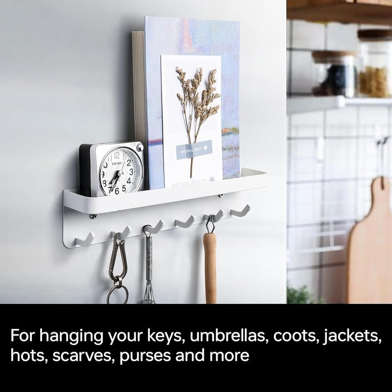 Maykela Key Holder Wall Mount Matte White Stainless Steel Key Mail Holder Small Key Rack with Key Hanger Mail Storge Organizer with 6 Key Hooks for Wall Decorative Door Entryway Hallway And Office - Image 4