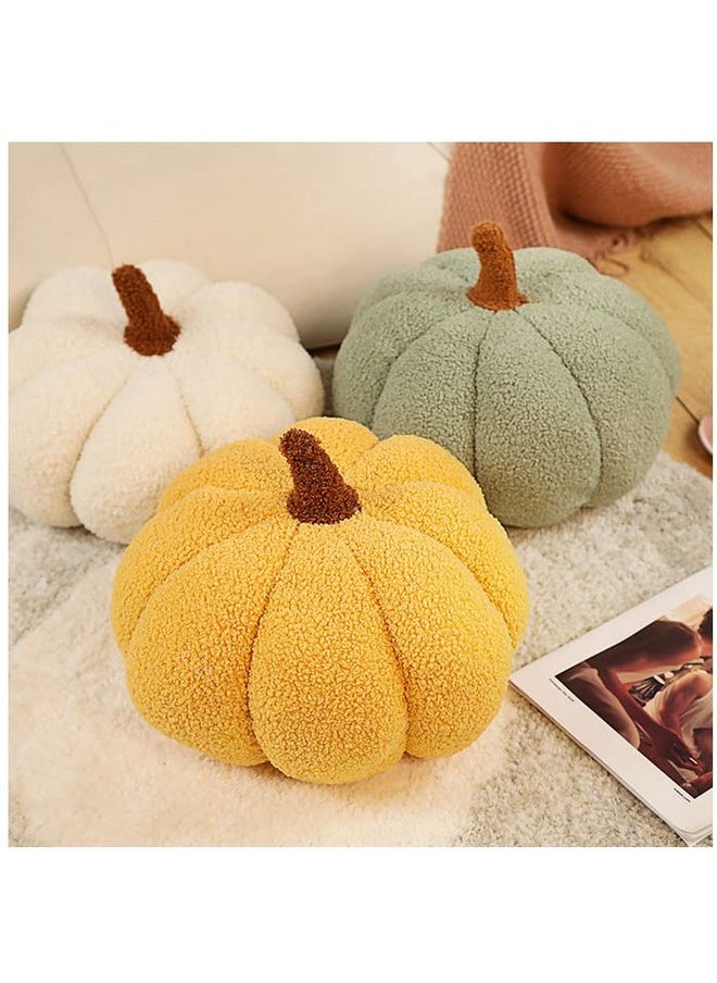 eamve 11Inch Halloween Pumpkin Throw Pillow Decorative,Fluffy Plush Pumpkin Fall Pillow Plush Toy Stuffed Pumpkin Decor Stuffed Toy Pumpkin Decorative Plush Cushion For Halloween Home Decor Gifts (White)  - Image 2