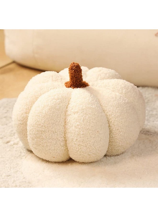 eamve 11Inch Halloween Pumpkin Throw Pillow Decorative,Fluffy Plush Pumpkin Fall Pillow Plush Toy Stuffed Pumpkin Decor Stuffed Toy Pumpkin Decorative Plush Cushion For Halloween Home Decor Gifts (White)  - Image 1