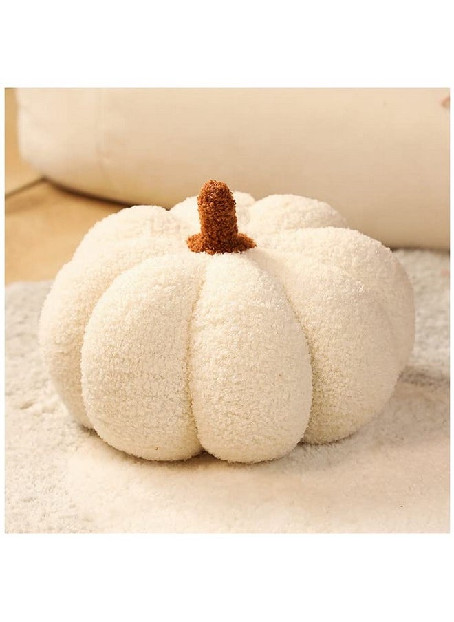 eamve 11Inch Halloween Pumpkin Throw Pillow Decorative,Fluffy Plush Pumpkin Fall Pillow Plush Toy Stuffed Pumpkin Decor Stuffed Toy Pumpkin Decorative Plush Cushion For Halloween Home Decor Gifts (White)  - Image 3