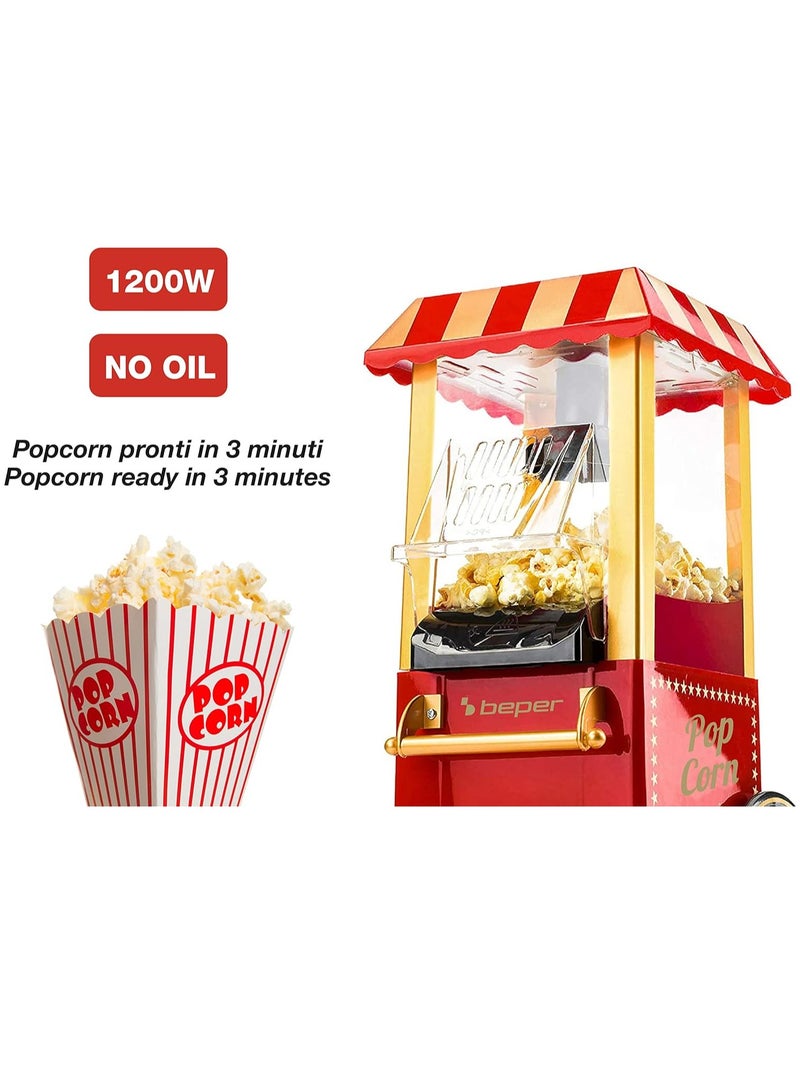 ELTRAZONE BT.651Y Red/Gold Popcorn Machine – 1200W Oil-Free, Hot Air Popper, Ready in 3 Minutes, Grease-Free with ABS Construction - Image 2