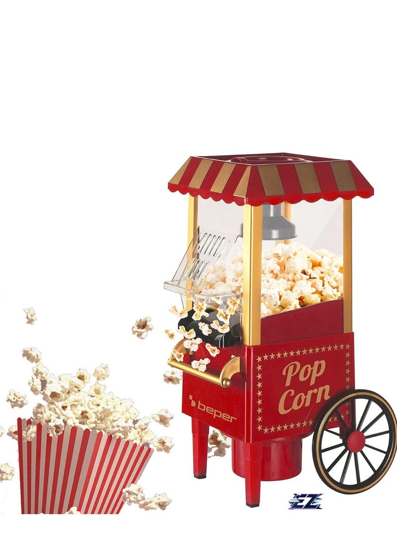 ELTRAZONE BT.651Y Red/Gold Popcorn Machine – 1200W Oil-Free, Hot Air Popper, Ready in 3 Minutes, Grease-Free with ABS Construction - Image 1