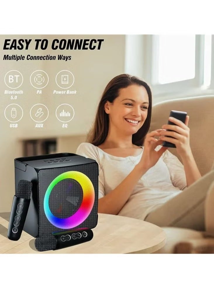 JAJEEK SD-508 Home & Outdoor Portable Bluetooth Speaker with Dual Wireless Microphones – Powerful Sound, Long Battery Life, Ideal for Parties, Karaoke, and Outdoor Events, Wireless Streaming, Compatible with All Bluetooth Devices - Image 5