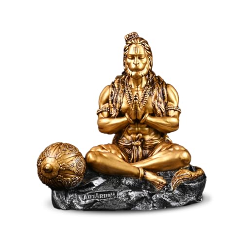 Artarium Resin Hanuman Murti Mahabali Hanuman Idol Bajrangbali Sankat Mochan Balaji Idol Bahubali Hanuman Bajrangbali Statue with Gada for Car Dashboard Home Decor (Mahabali Hanuman 3.5 Inch) - Image 1
