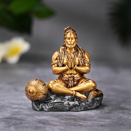 Artarium Resin Hanuman Murti Mahabali Hanuman Idol Bajrangbali Sankat Mochan Balaji Idol Bahubali Hanuman Bajrangbali Statue with Gada for Car Dashboard Home Decor (Mahabali Hanuman 3.5 Inch) - Image 3