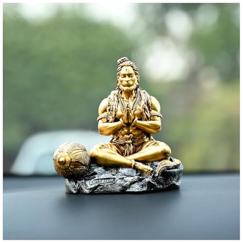 Artarium Resin Hanuman Murti Mahabali Hanuman Idol Bajrangbali Sankat Mochan Balaji Idol Bahubali Hanuman Bajrangbali Statue with Gada for Car Dashboard Home Decor (Mahabali Hanuman 3.5 Inch) - Image 2
