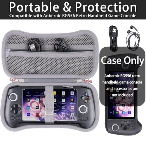 khanka Hard Travel Case Replacement for Anbernic RG556 Retro Handheld Game Console,Case Only. (Grey) - Image 2