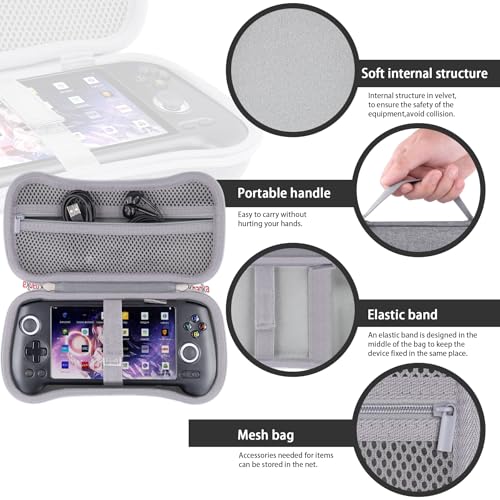 khanka Hard Travel Case Replacement for Anbernic RG556 Retro Handheld Game Console,Case Only. (Grey) - Image 4