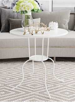 ALMUFARREJ Round metal tea and coffee table, white  - Image 4