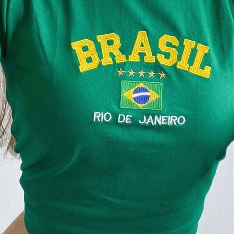 MANGMAO Vintage Graphic Baby Tees for Women Brazil Shirt Y2k Tops Mexico Crop Top Jersey 2000s Summer Going Out Tops - Image 2