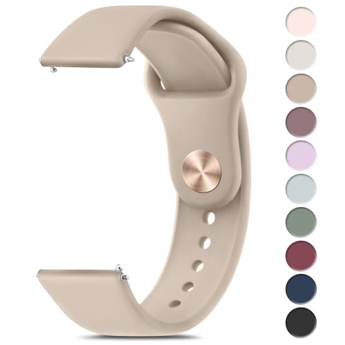 Meliya 22mm Watch Bands Quick Release Replacement Wristband, Soft Silicone Sport Replacement Straps for Men Women (Milk Tea) - Image 1