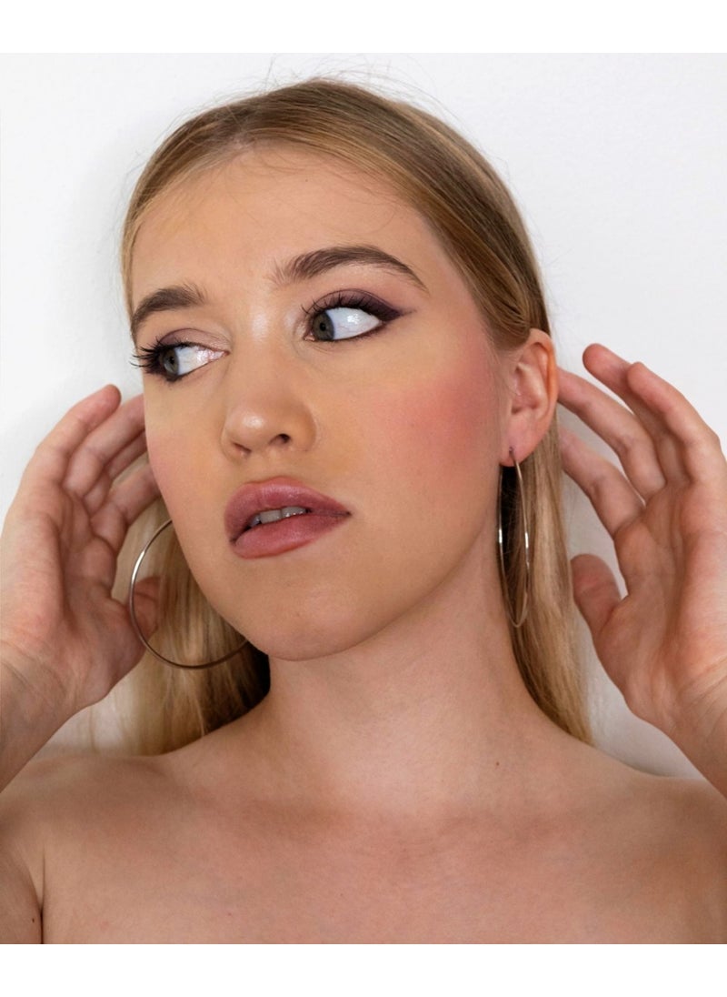 Hit Dükkan Silver Color Round Stainless Steel Hoop Earrings (Pair)  - Image 5