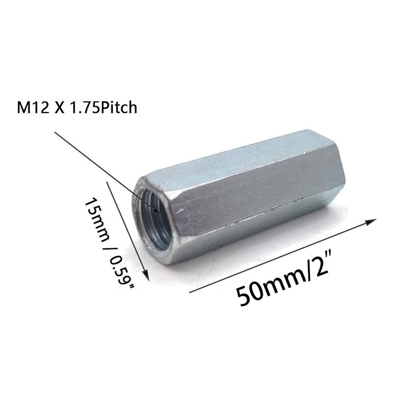 SDY 5 Pcs M12 x 1.75 x 50mm Long Rod Coupling Hex Nut Connector Zinc Plated Joint Nut Industrial Construction Fasteners - Image 2